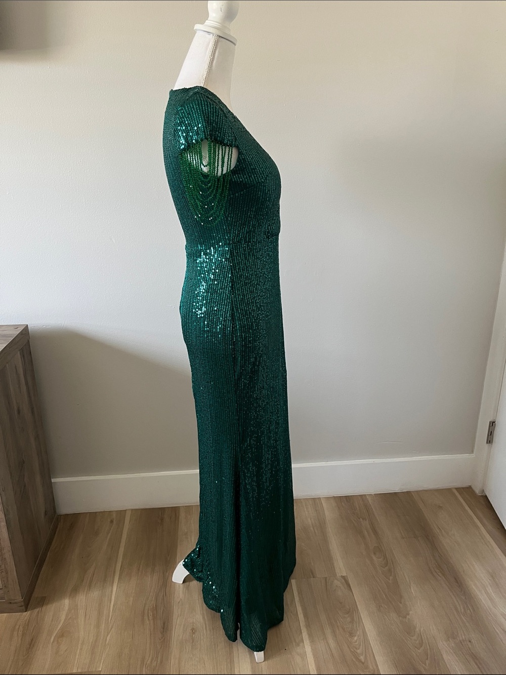 Emerald Green Sequin Fringe Maxi Dress - Picture 6 of 12